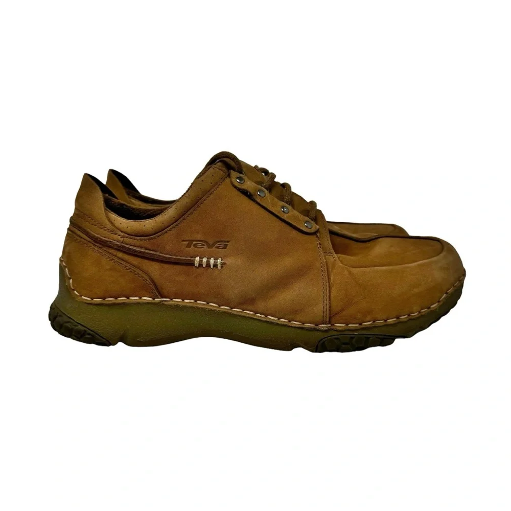 Teva Men’s Leather Lace Up Loafers Shoes Brown Size 12 - Picture 2 of 10
